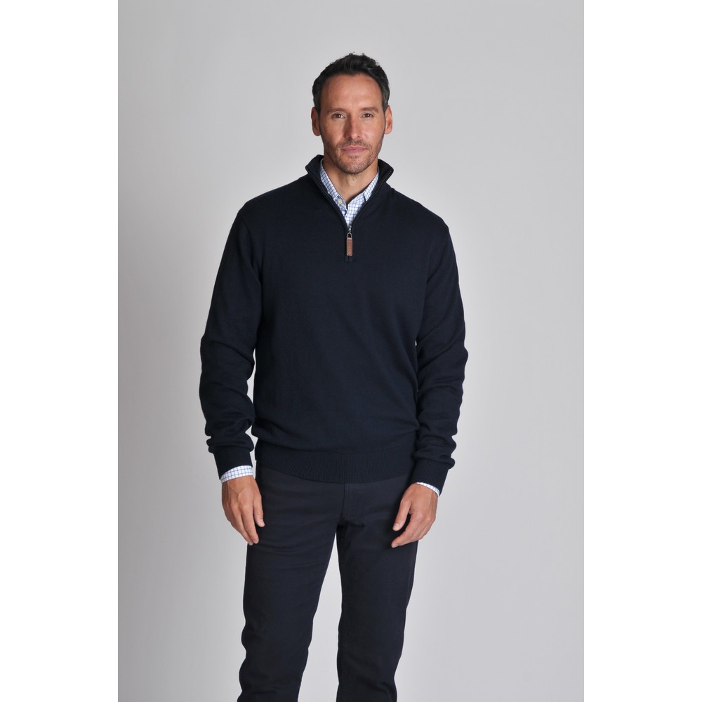 Schoffel Cotton Cashmere 1/4 Zip Jumper Navy