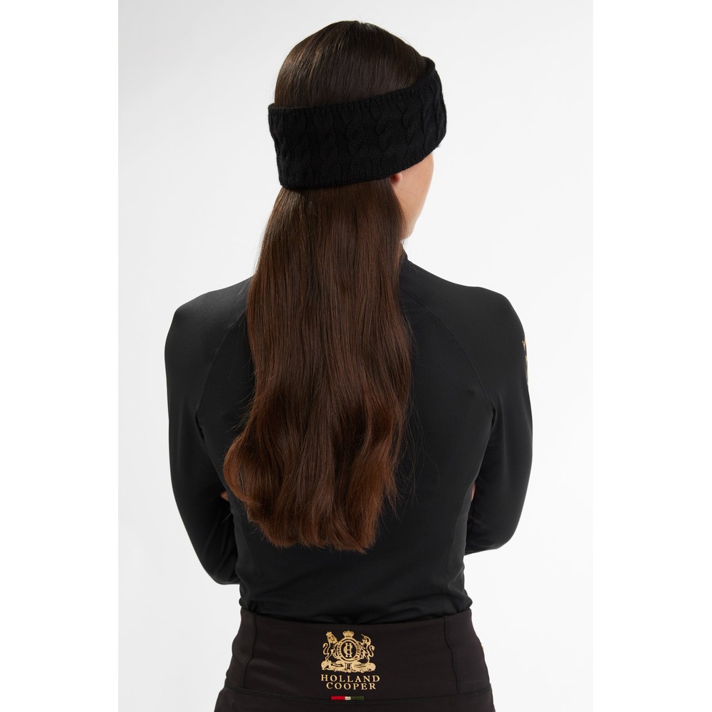 Holland Cooper Luxe Cable Knit Headband Black