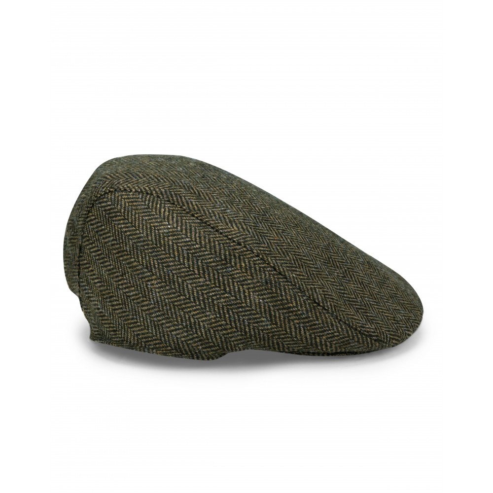 HOGGS OF FIFE Hoggs of Fife Waterproof Herringbone Tweed Cap Field Green
