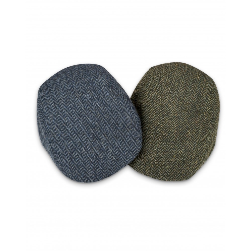 HOGGS OF FIFE Hoggs of Fife Waterproof Herringbone Tweed Cap - Field Green