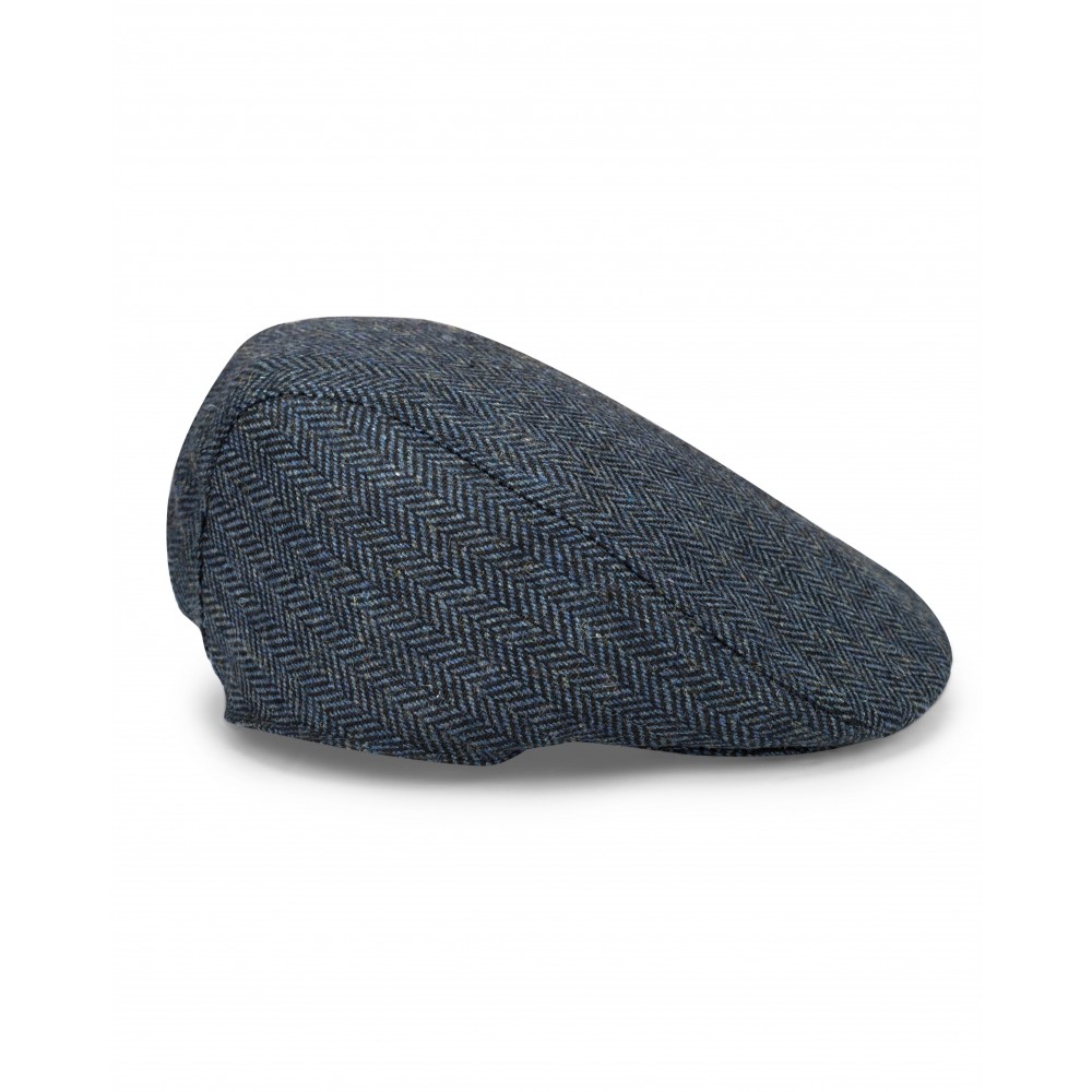 HOGGS OF FIFE Hoggs of Fife Waterproof Herringbone Tweed Cap Navy