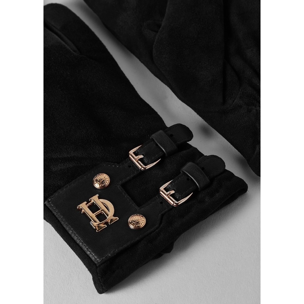 Holland Cooper Monogram Suede Gloves Black