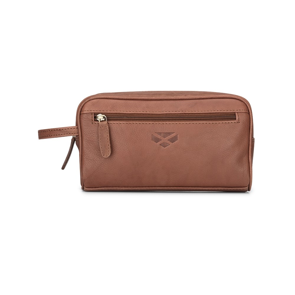 Monarch Leather Wash Bag in Ha