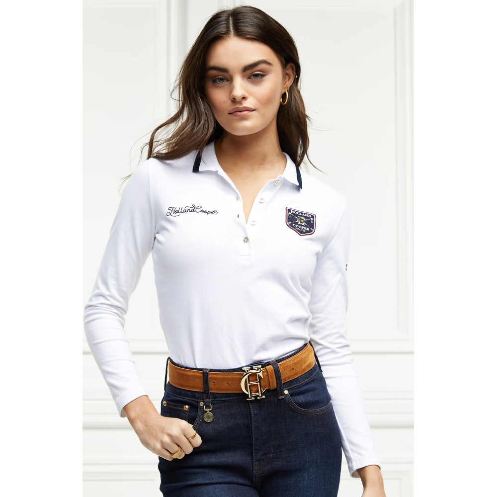 Holland Cooper Classic Long Sleeve Polo Shirt White