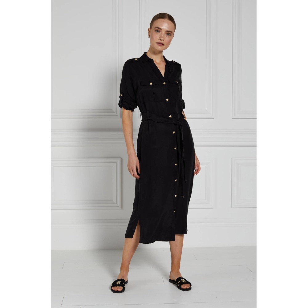 Holland Cooper Military Midi Dress Black