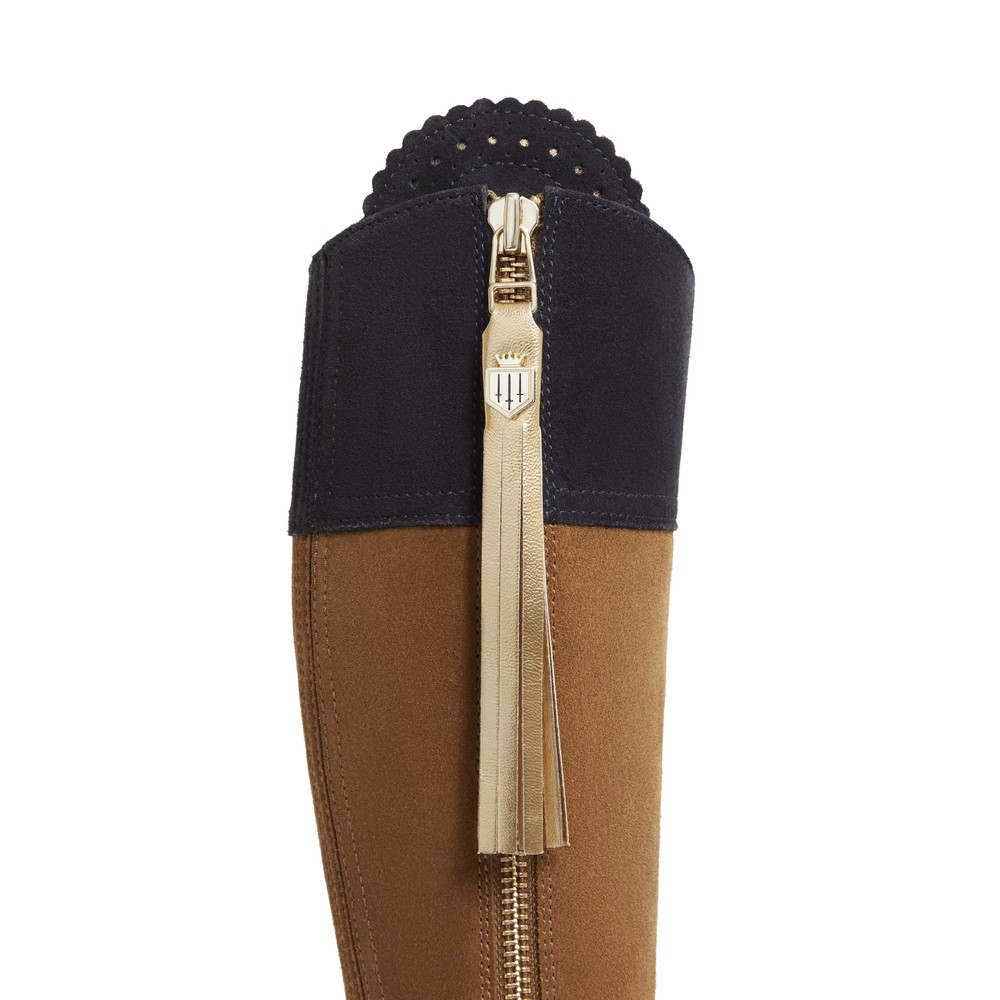 Fairfax & Favor TD  Womens Heeled Regina Boot - 10 Year Anniversary Tan/Navy