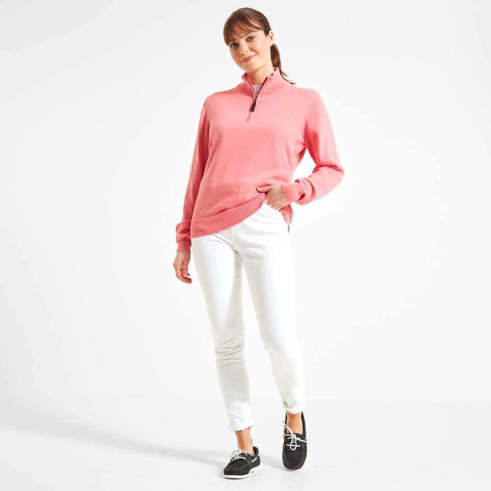 Schoffel Polperro Pima Cotton 1/4 Zip Flamingo