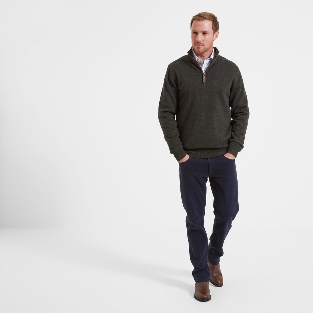 Schoffel Lambswool Aerobloc 1/4 Zip Jumper Loden