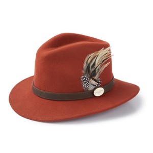 Hicks And Brown Suffolk Fedora Grey Guinea Feather Black and White Wrap HBSW2GR main image 0
