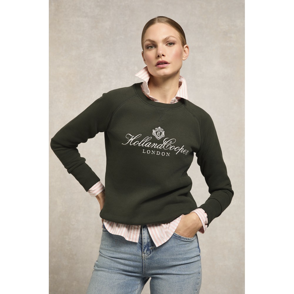 Holland Cooper Script Crew Sweat Racing Green