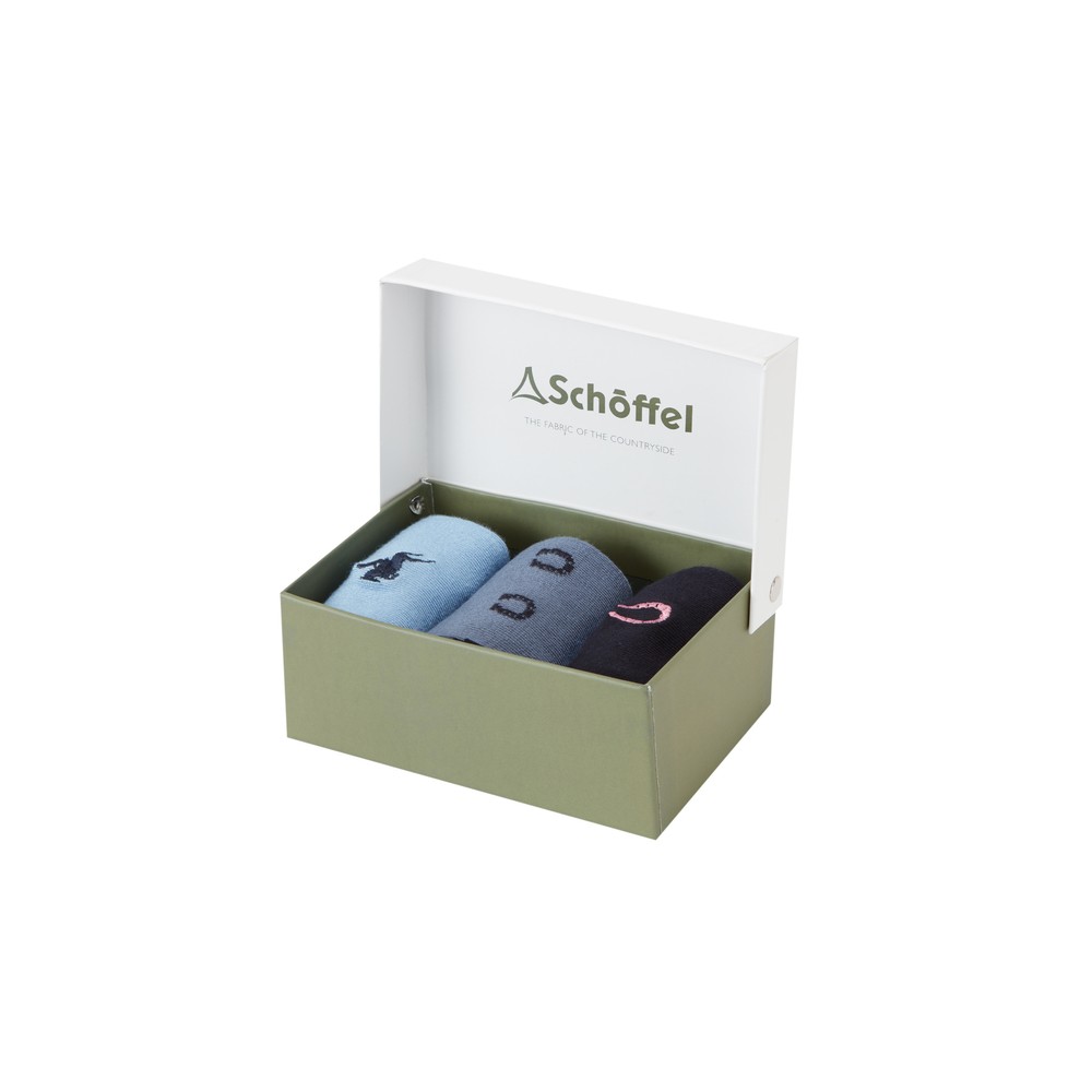 Schoffel Schoffel Women Bamboo Sock (Box Of Three) - Equestrian Mix 