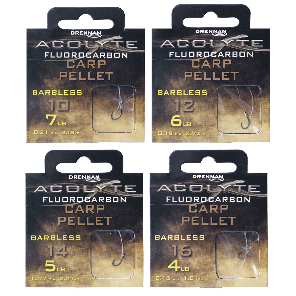 Drennan Acolyte Carp Pellet - Hooks to Fluorocarbon - Barbless