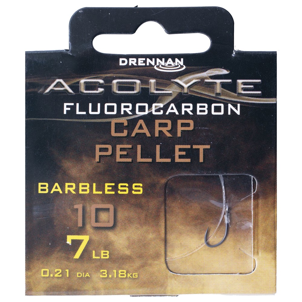 Drennan Acolyte Carp Pellet - Hooks to Fluorocarbon - Barbless Transparent