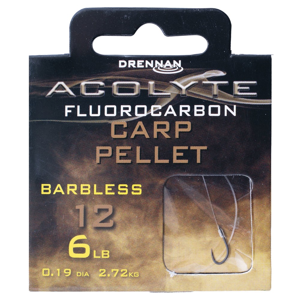 Drennan Acolyte Carp Pellet - Hooks to Fluorocarbon - Barbless Transparent