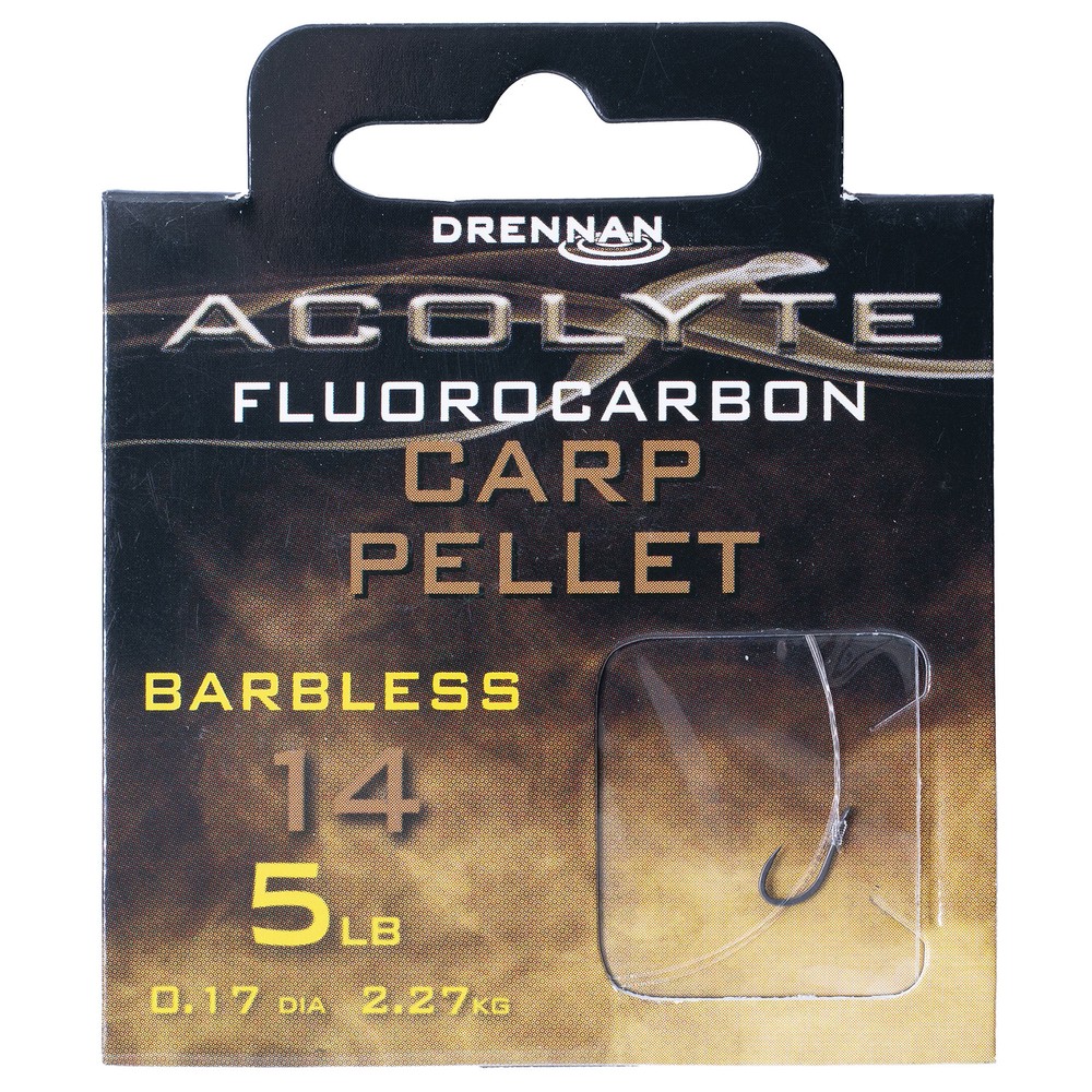 Drennan Acolyte Carp Pellet - Hooks to Fluorocarbon - Barbless Transparent