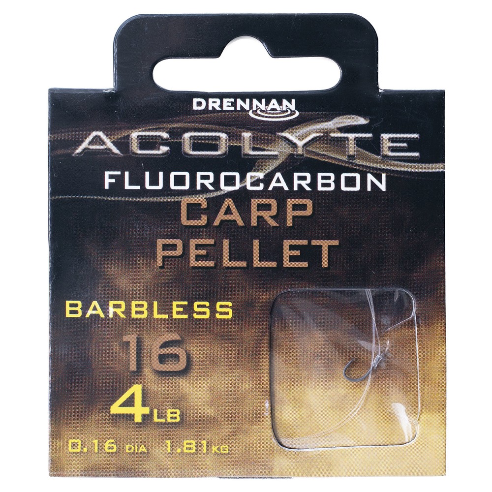 Drennan Acolyte Carp Pellet - Hooks to Fluorocarbon - Barbless Transparent