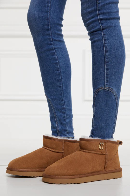 Holland Cooper Ultra Mini Shearling Boot Tan
