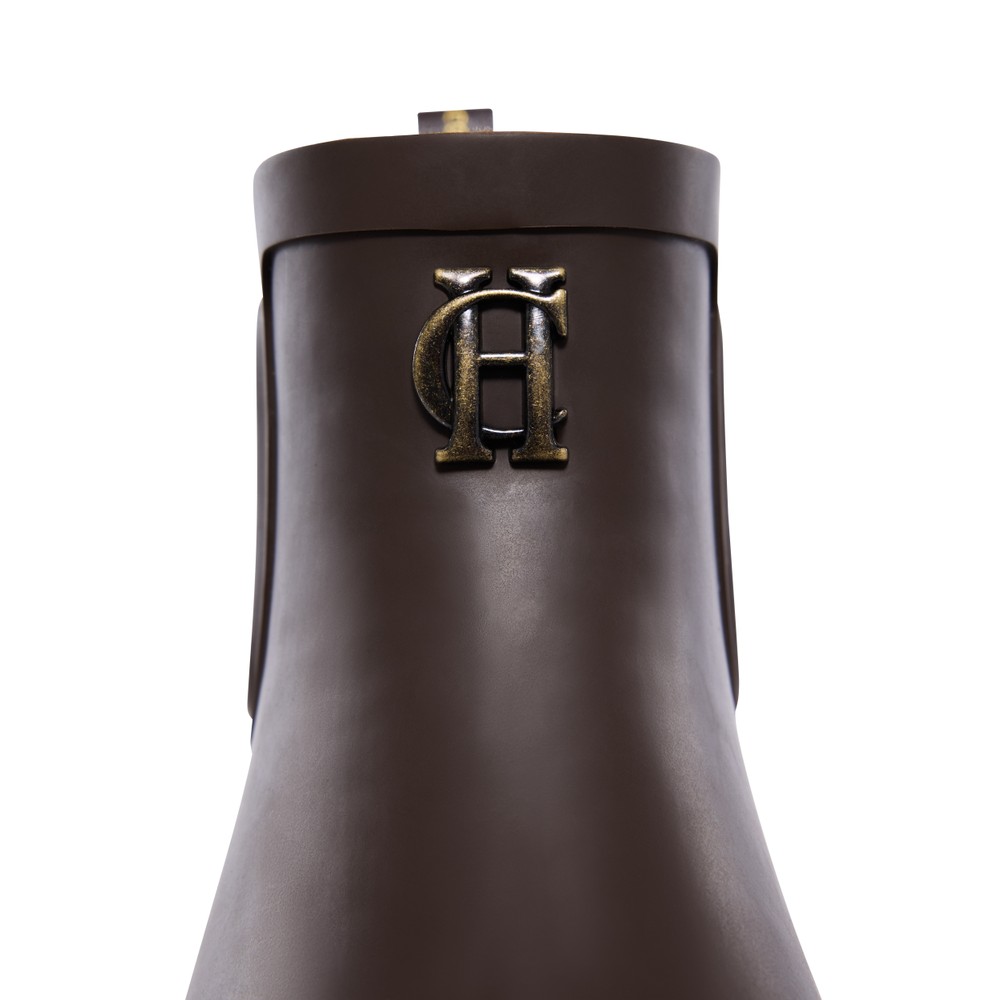 Holland Cooper Sherpa Lined Chelsea Wellington Chocolate Matte Gold