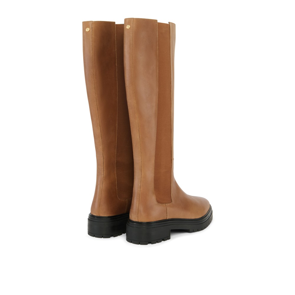 Holland Cooper Astoria Knee Boot Vintage Tan Leather