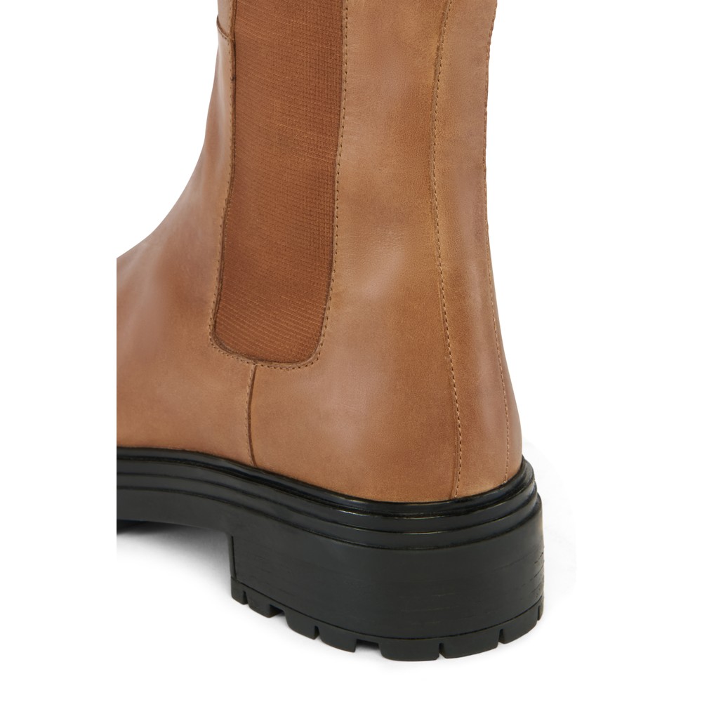 Holland Cooper Astoria Knee Boot Vintage Tan Leather