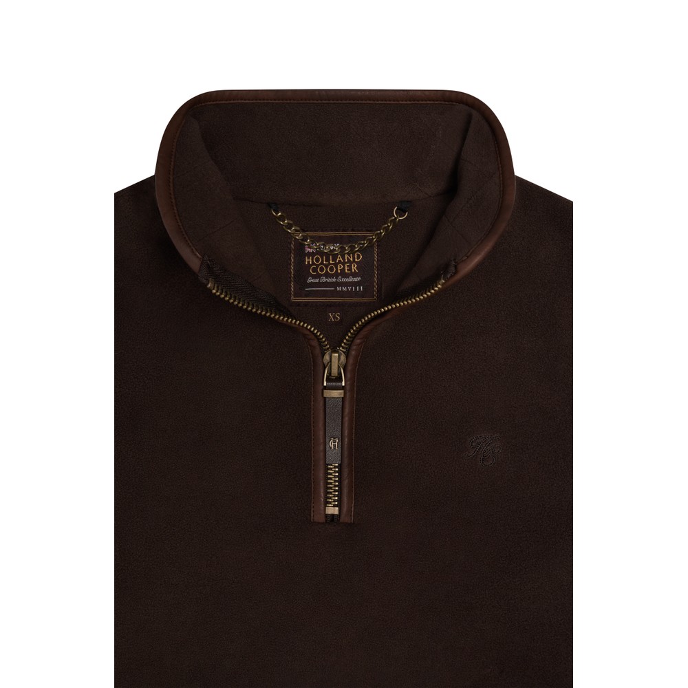 Holland Cooper Country Fleece Quarter Zip Chocolate