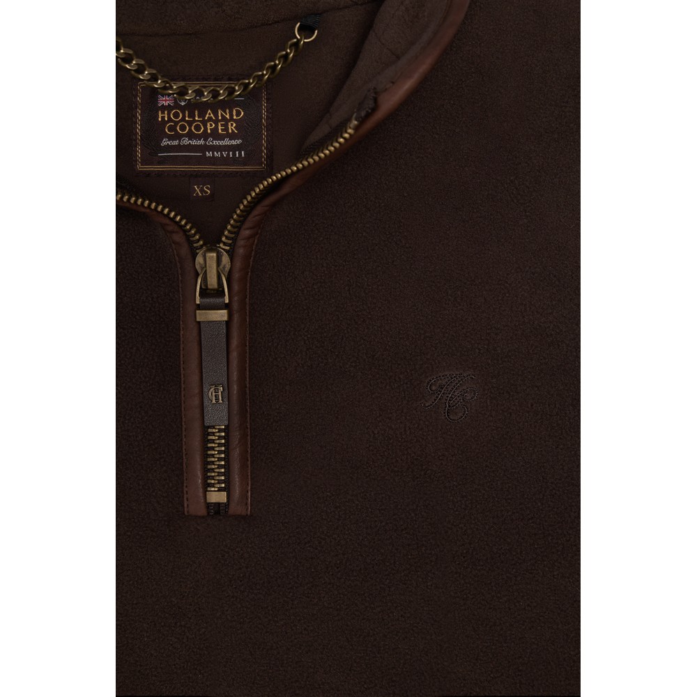 Holland Cooper Country Fleece Quarter Zip Chocolate