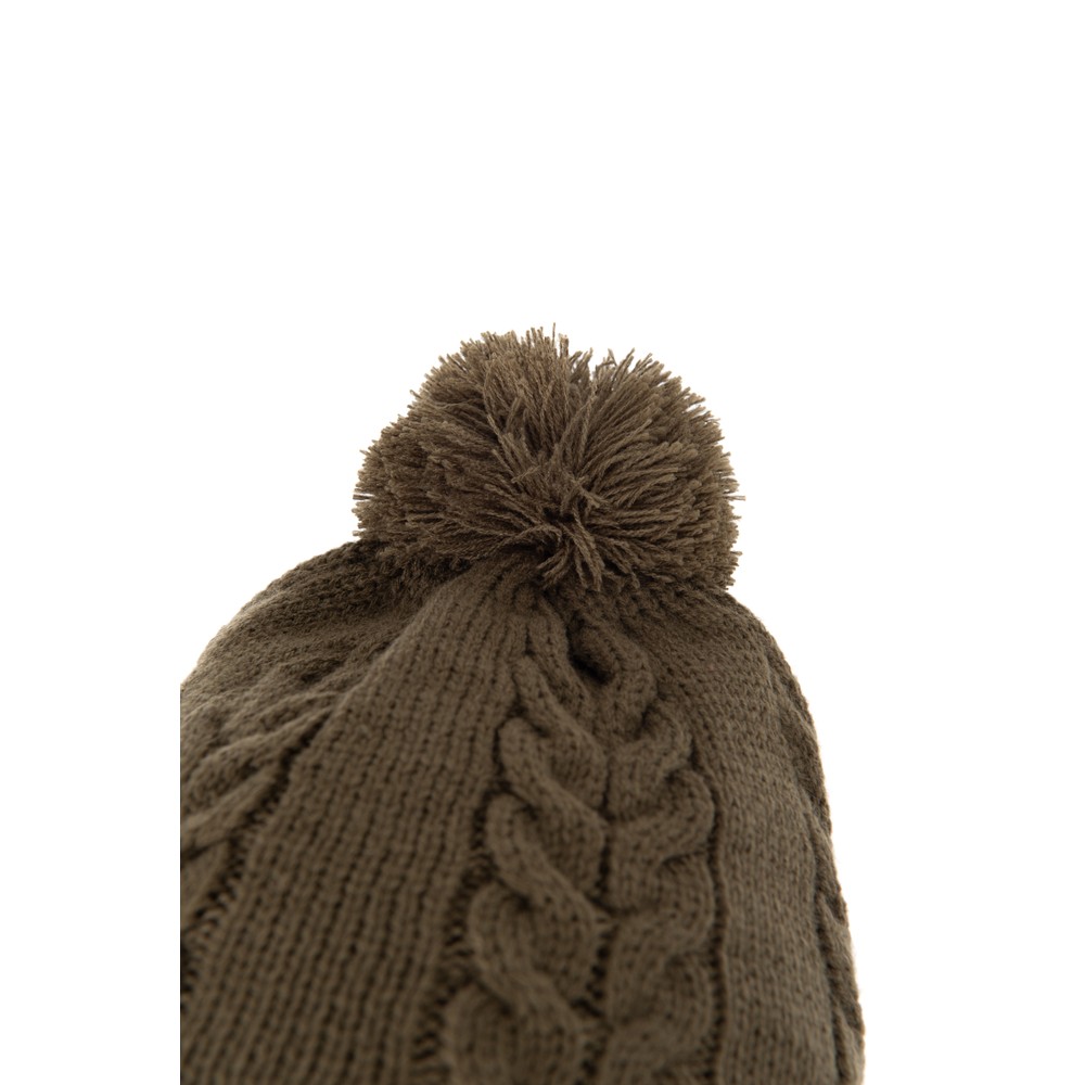Fox Collection Cable Knit Bobble Hat Green