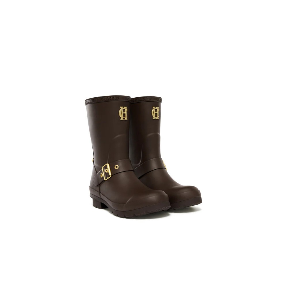 Holland Cooper Holland Cooper Sherpa Lined Chelsea Wellington - Chocolate Matte Gold