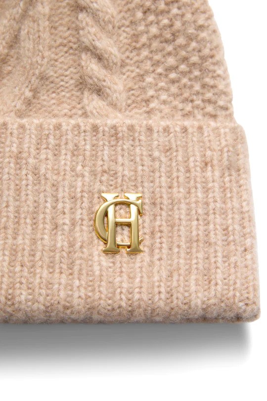 Holland Cooper Sloane Cable Bobble Hat Taupe Marl