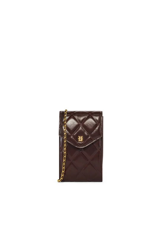 Holland Cooper Holland Cooper Knightsbridge Quilted Phone Pouch - Chestnut Leather