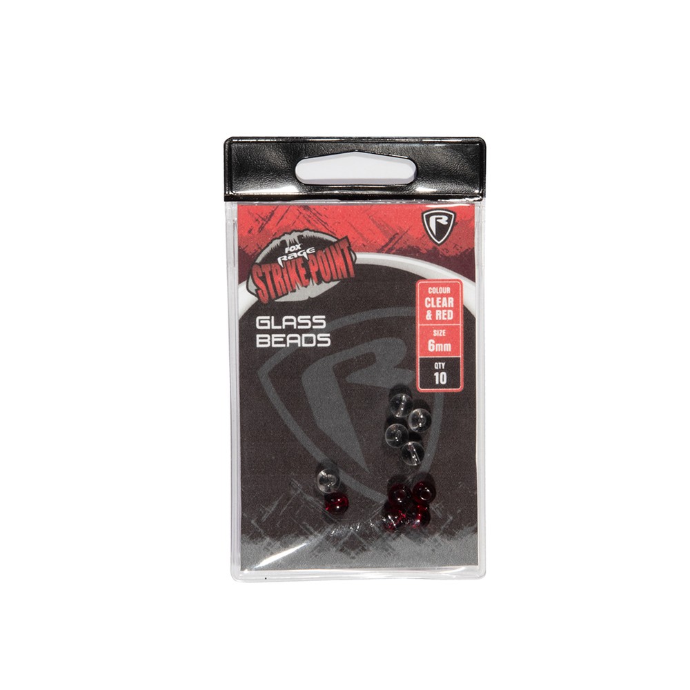 Fox Rage Strike Point Clear & Red Glass Beads - 6mm