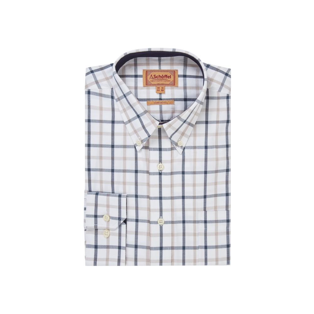 Schoffel Brancaster Classic Shirt  - Oxford Navy check 