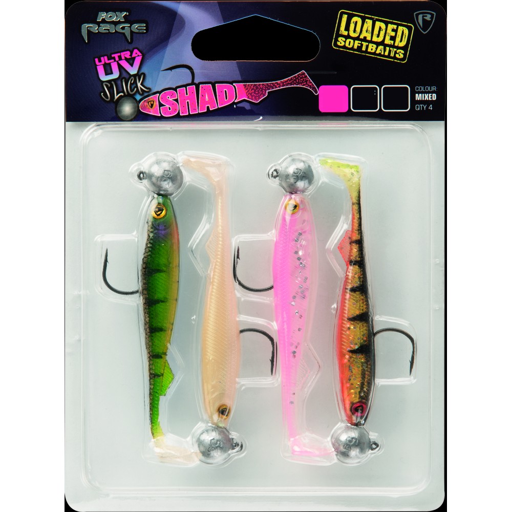 Fox Rage UV Slick Shad Loaded Lure Pack - 7cm  - 5g - 1/0