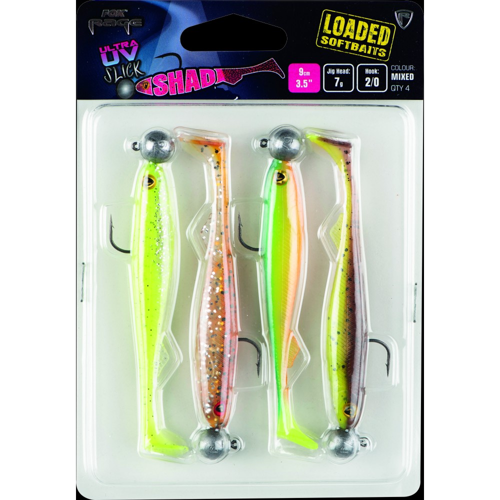 Fox Rage UV Slick Shad Loaded Lure Pack - 11cm - 10g - 3/0