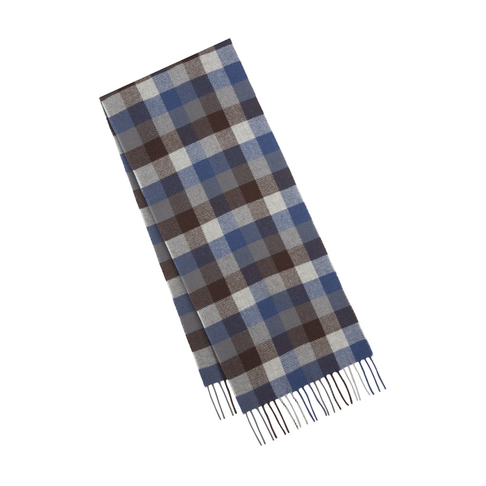 Alan Paine Hillclay Small Square Check Scarf Brown