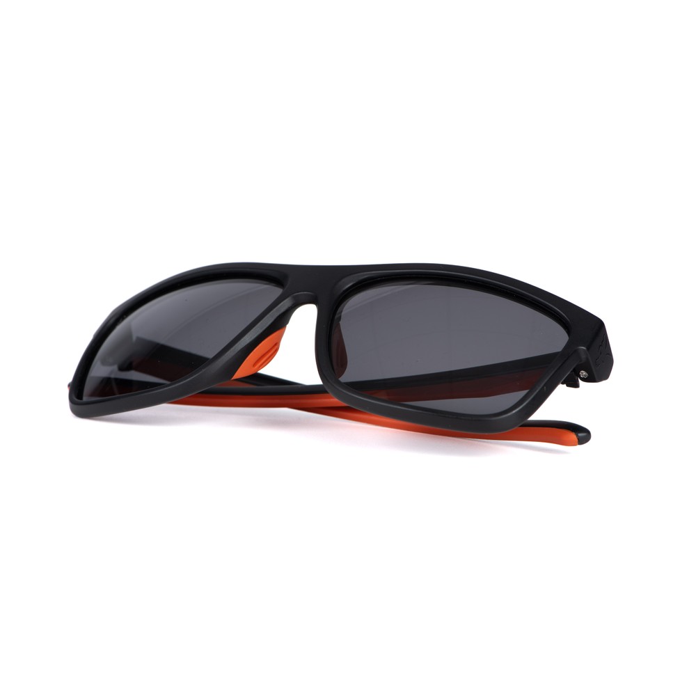 Fox Collection Black & Orange Sunglasses - Grey Lens Black/Orange