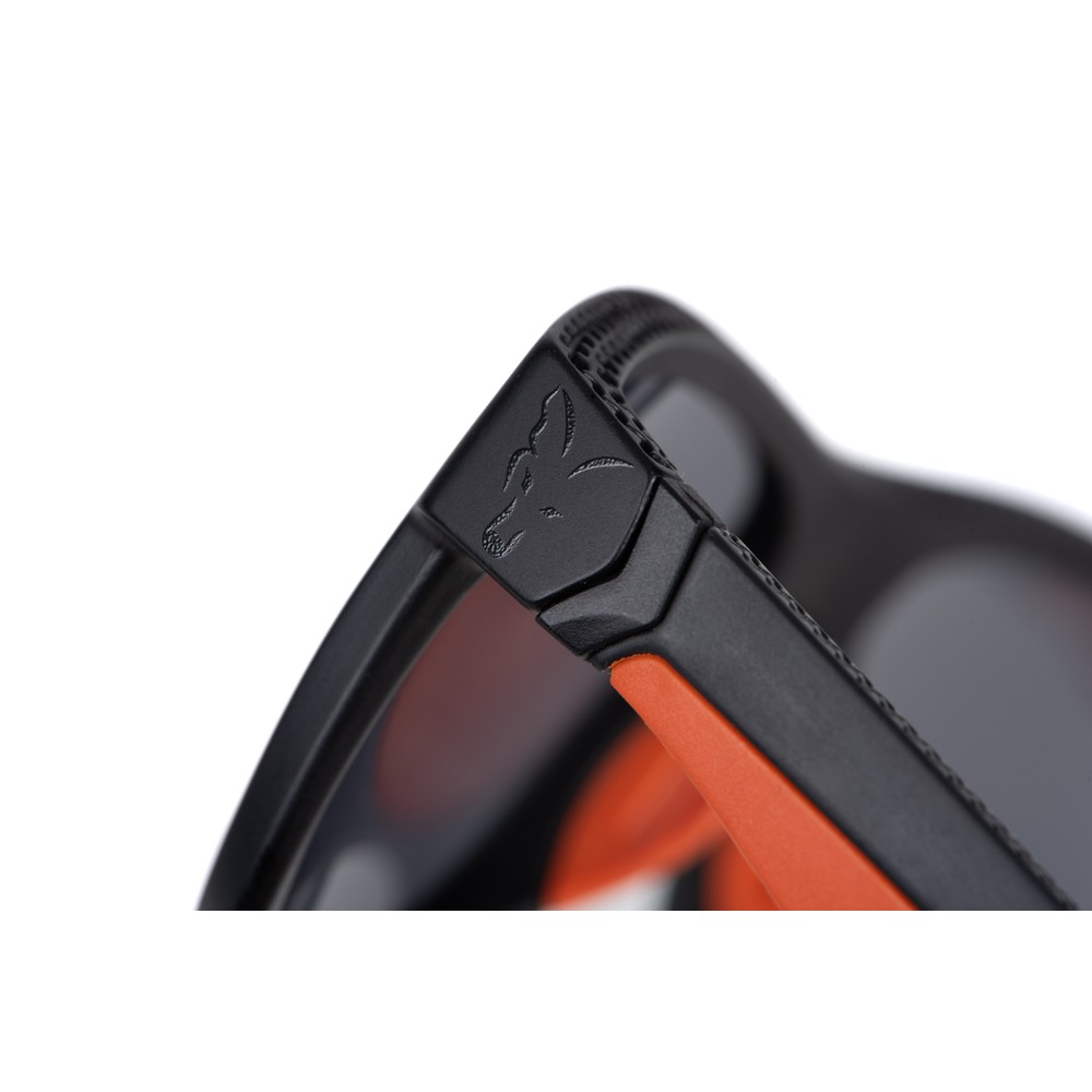 Fox Collection Black & Orange Sunglasses - Grey Lens Black/Orange