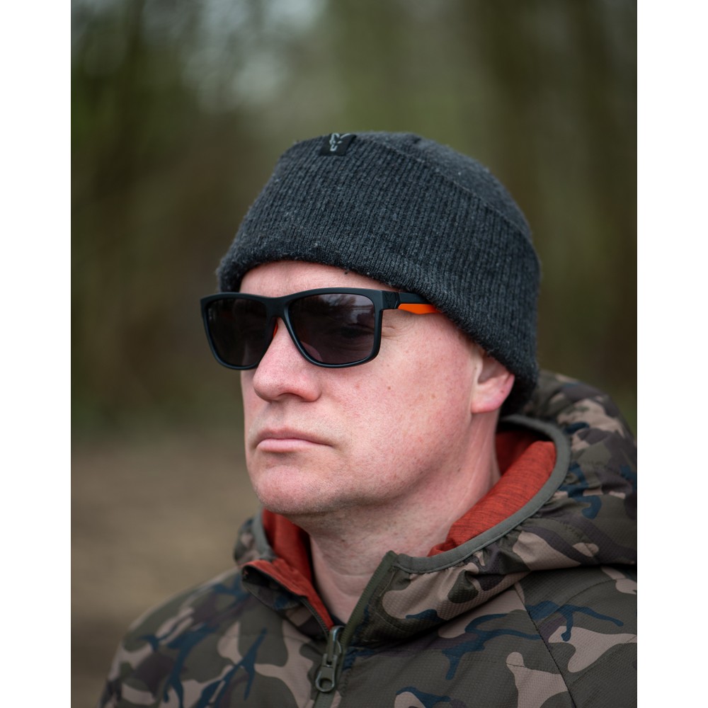 Fox Collection Black & Orange Sunglasses - Grey Lens Black/Orange
