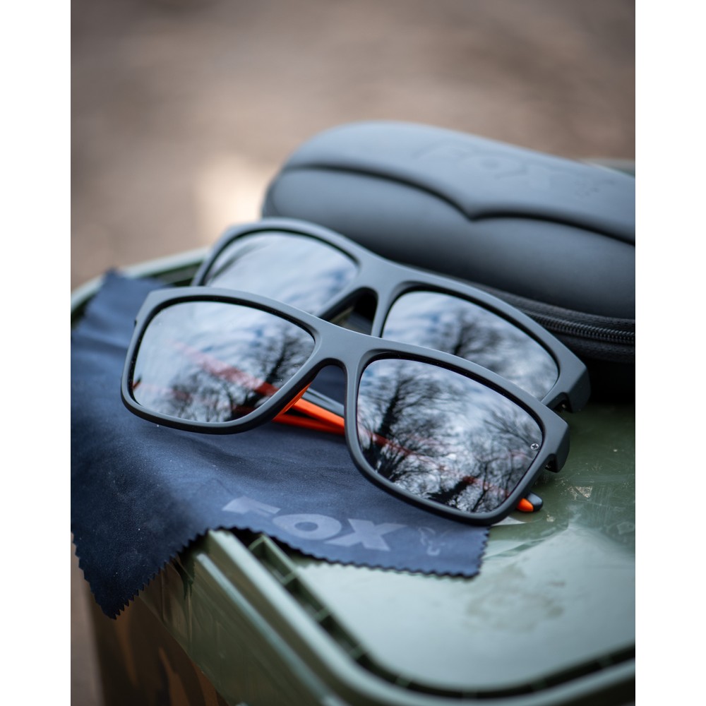 Fox Collection Black & Orange Sunglasses - Grey Lens Black/Orange