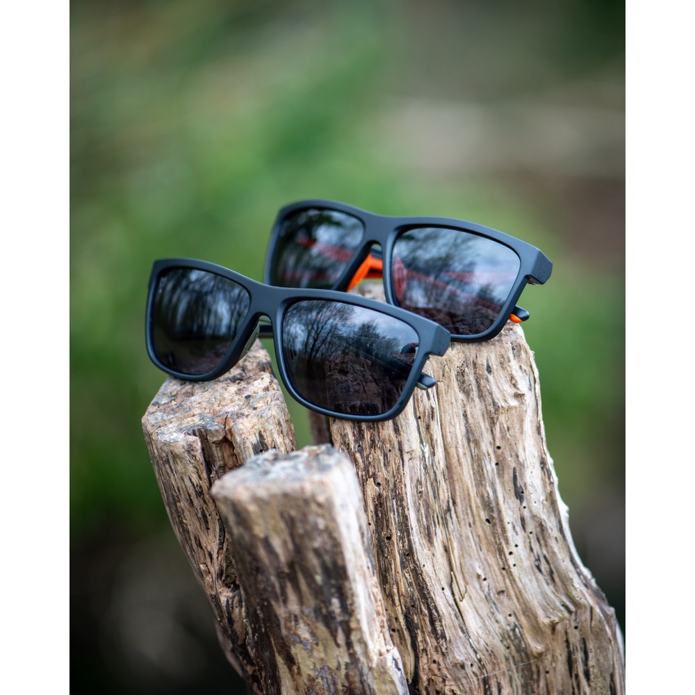 Fox Collection Black & Orange Sunglasses - Grey Lens Black/Orange