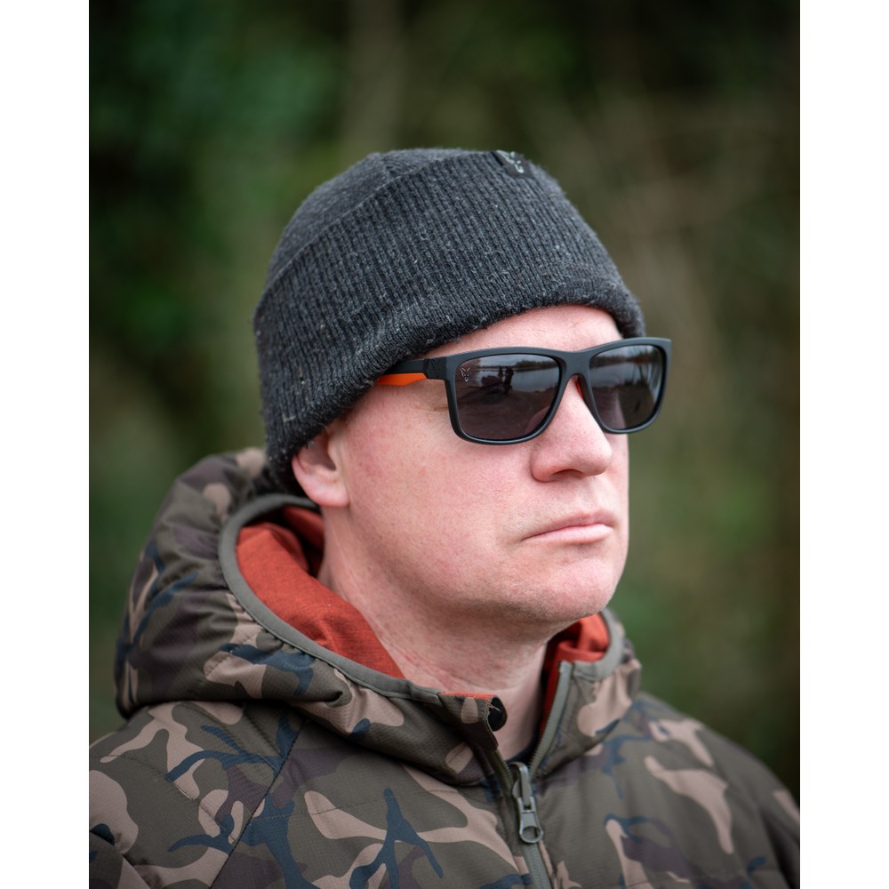 Fox Collection Black & Orange Sunglasses - Grey Lens Black/Orange