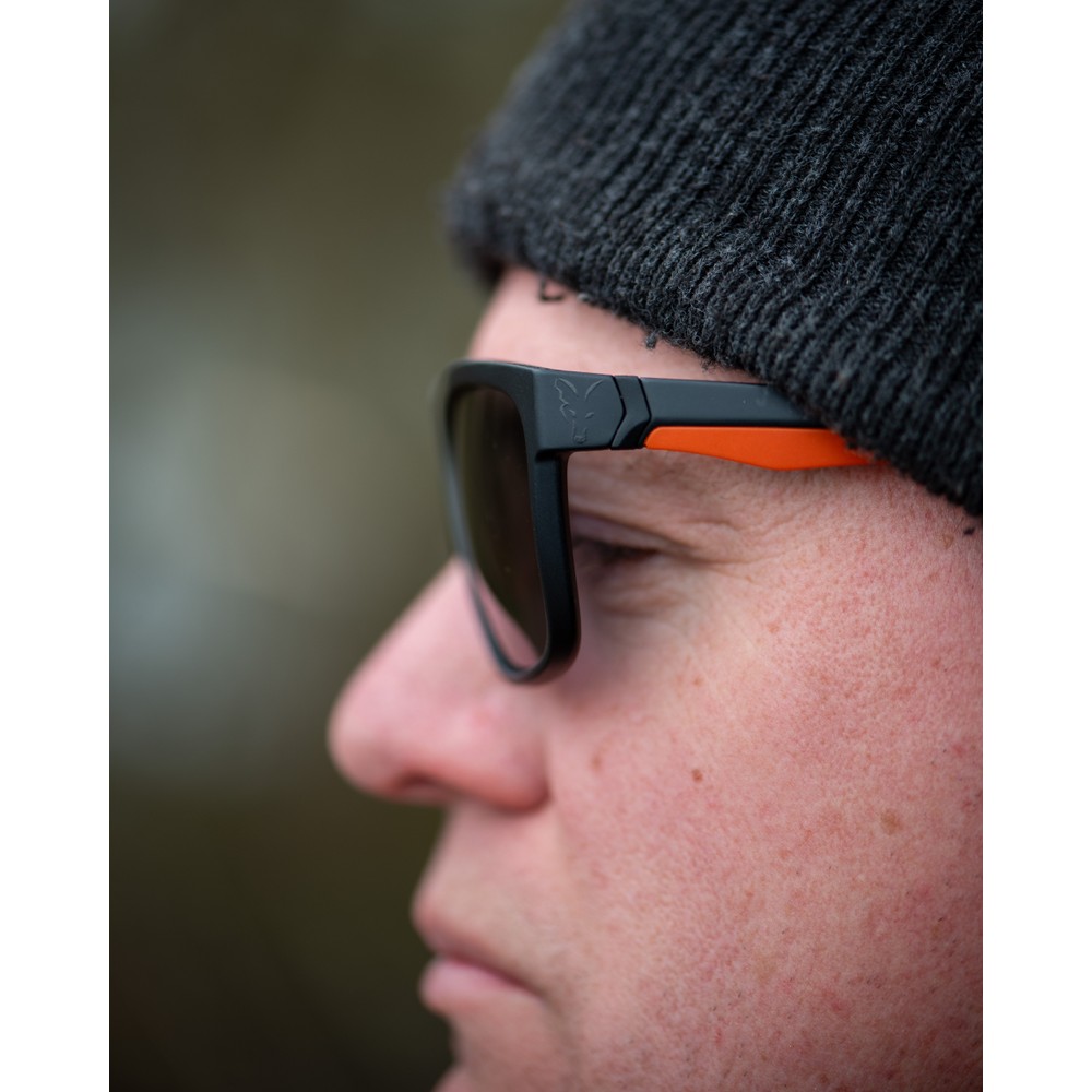 Fox Collection Black & Orange Sunglasses - Grey Lens Black/Orange