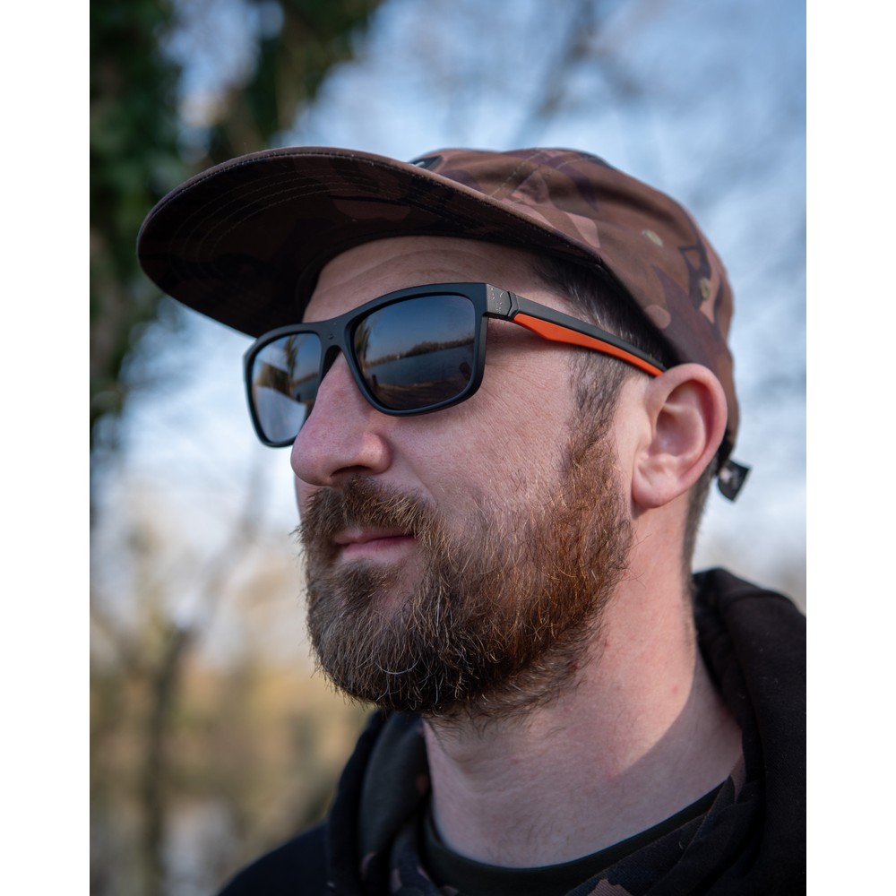 Fox Collection Black & Orange Sunglasses - Grey Lens Black/Orange