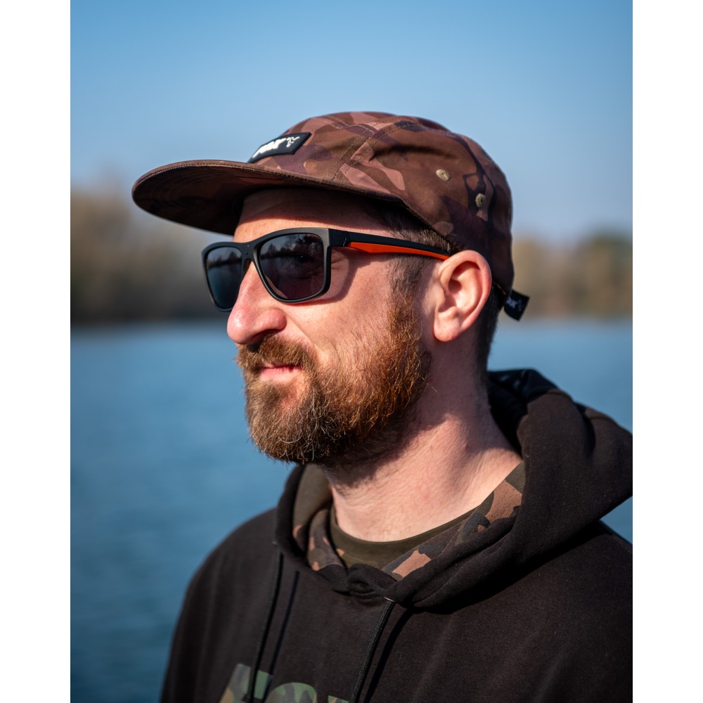 Fox Collection Black & Orange Sunglasses - Grey Lens Black/Orange