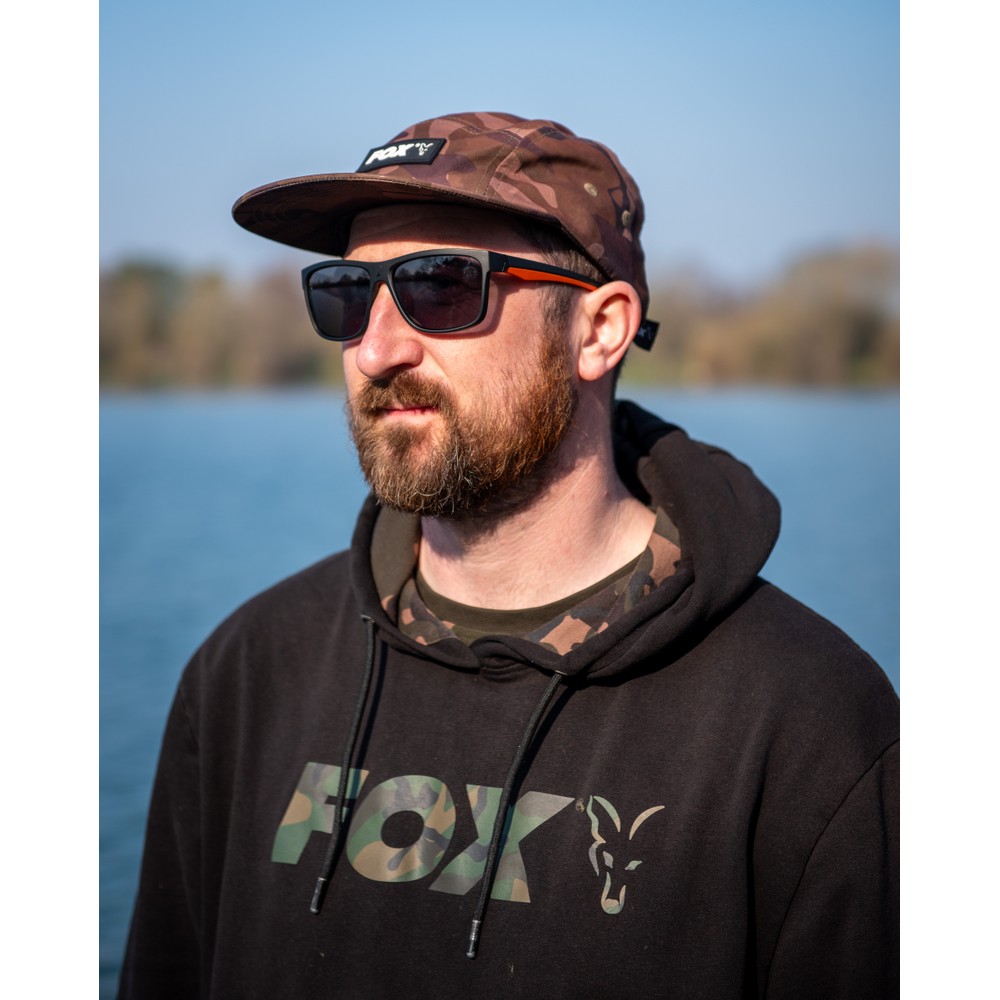 Fox Collection Black & Orange Sunglasses - Grey Lens Black/Orange