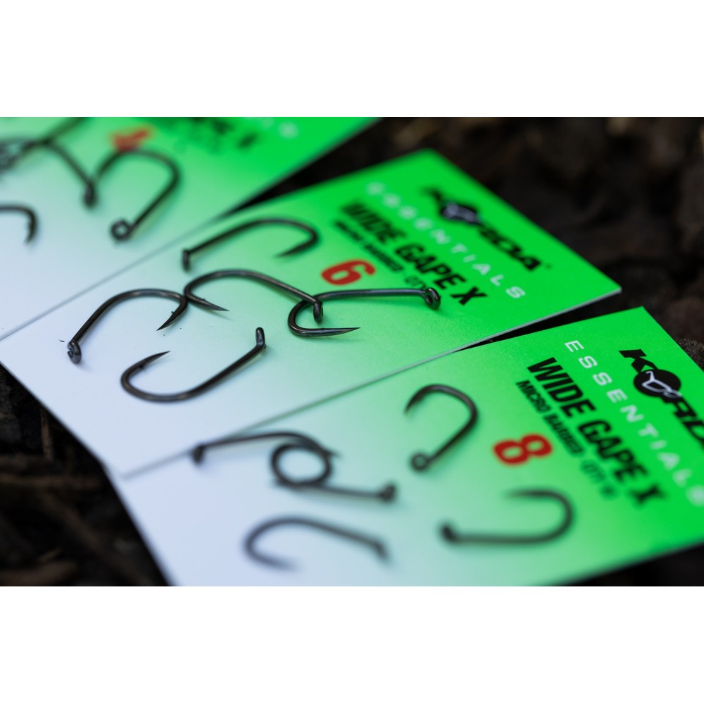 Korda Essentials Wide Gape X Hooks - Barbless Metallic