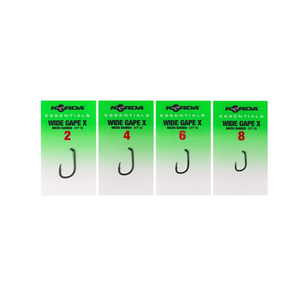 Korda Essentials Wide Gape X Hooks - Barbless Metallic