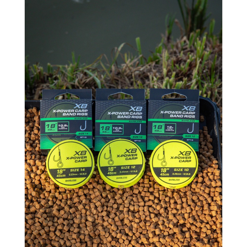 Matrix X8 X-Power Carp 45cm Band Rigs Transparent