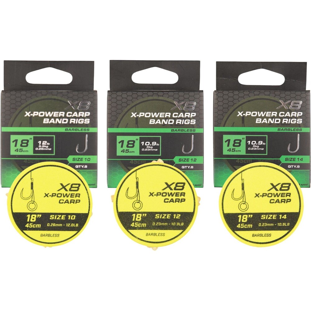 Matrix X8 X-Power Carp 45cm Band Rigs Transparent