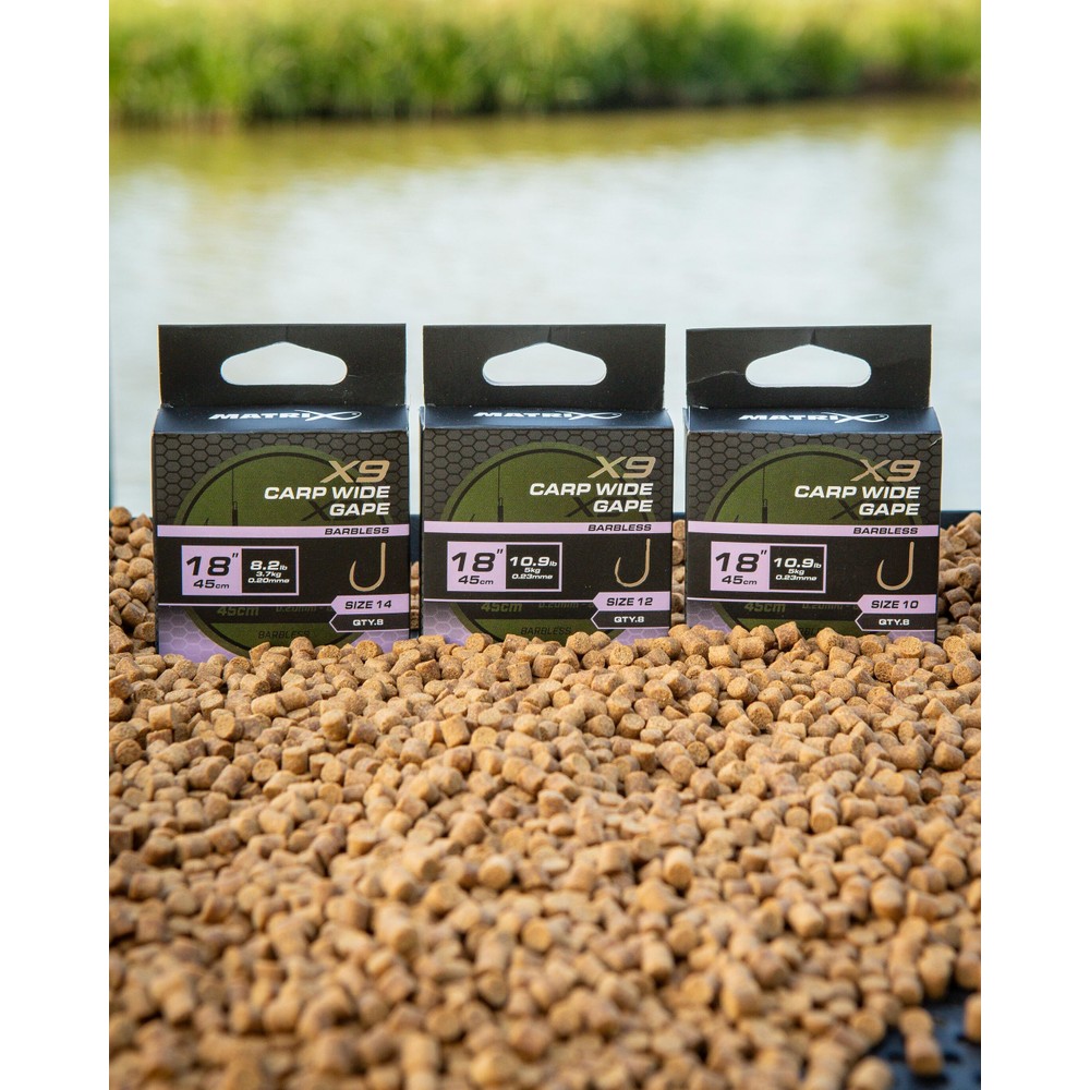Matrix X9 Carp Wide Gape 45cm Band Rigs